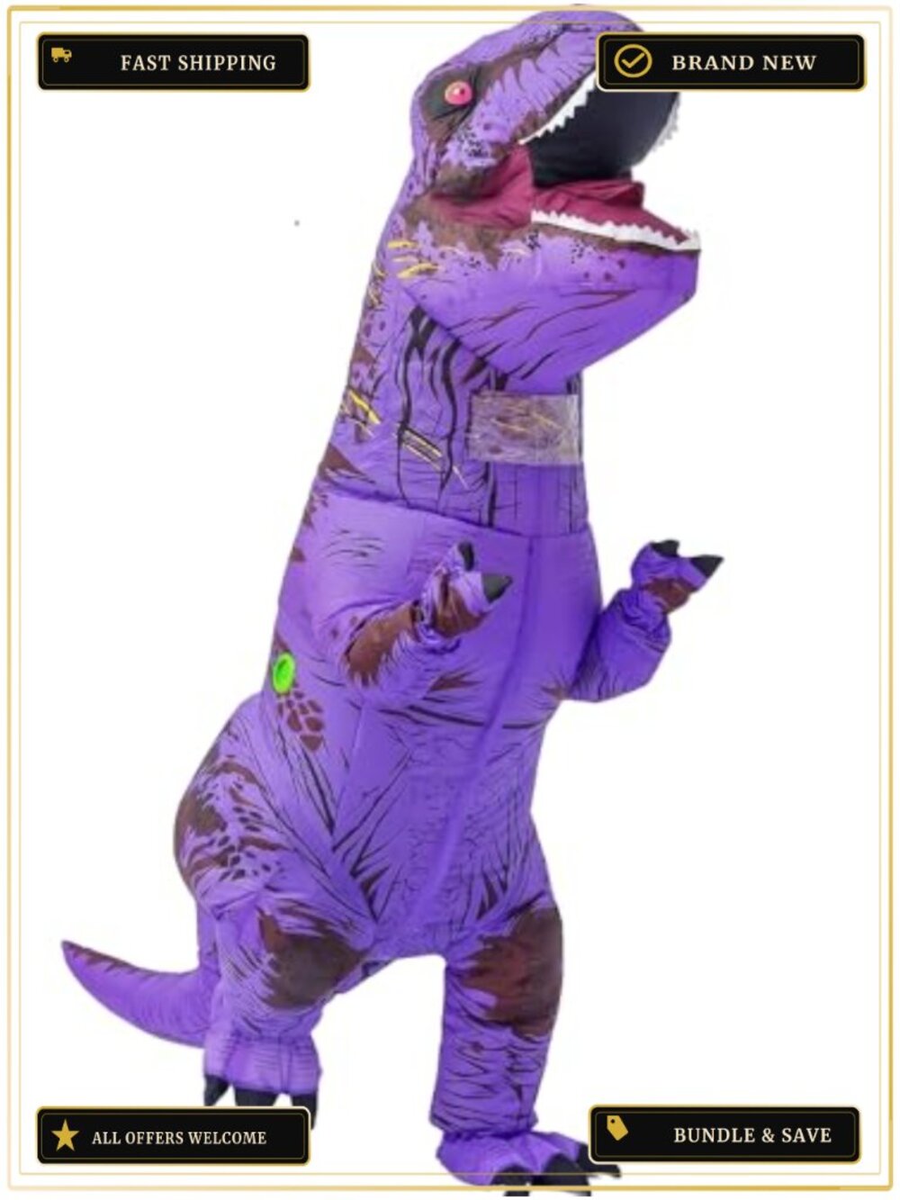 Inflatable Dinosaur Costume Adult Full Body Blow Up Trex Halloween Fancy Suit